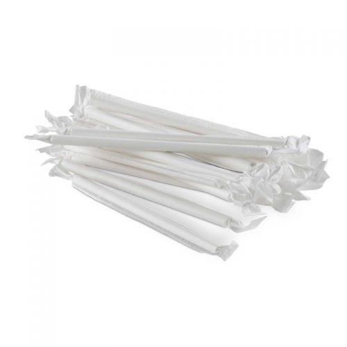 GREEN BIO STRAW 8MM WRAPPED NAT (50)