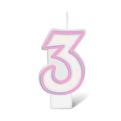 BIRTHDAY NUMBER CANDLE - PINK NO.3
