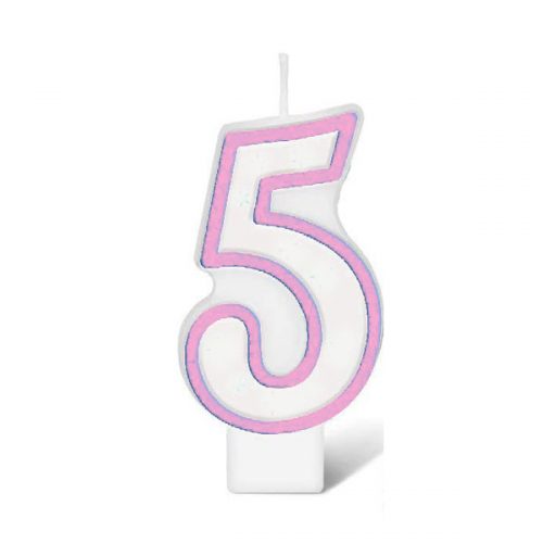 BIRTHDAY NUMBER CANDLE - PINK NO.5