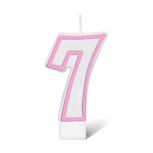 BIRTHDAY NUMBER CANDLE - PINK NO.7