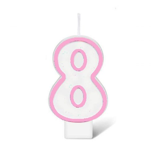BIRTHDAY NUMBER CANDLE - PINK NO.8
