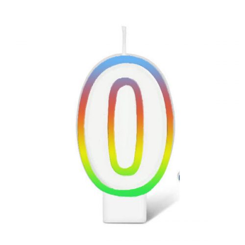 BIRTHDAY NUMBER CANDLE - RAINBOW NO.0