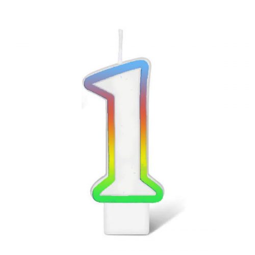 BIRTHDAY NUMBER CANDLE - RAINBOW NO.1