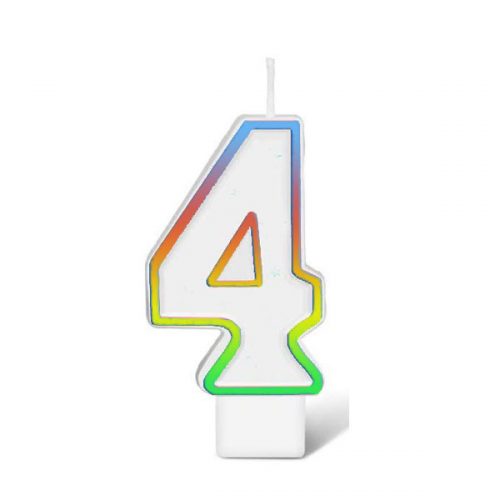 BIRTHDAY NUMBER CANDLE - RAINBOW NO.4