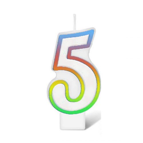 BIRTHDAY NUMBER CANDLE - RAINBOW NO.5