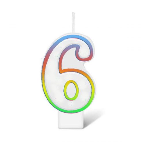 BIRTHDAY NUMBER CANDLE - RAINBOW NO.6
