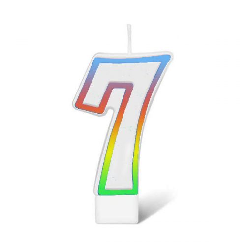 BIRTHDAY NUMBER CANDLE - RAINBOW NO.7