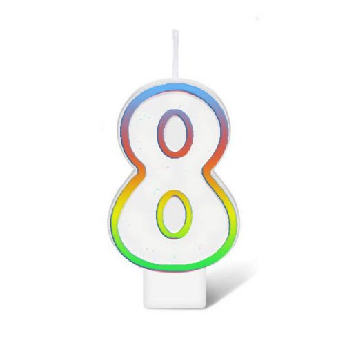 BIRTHDAY NUMBER CANDLE - RAINBOW NO.8