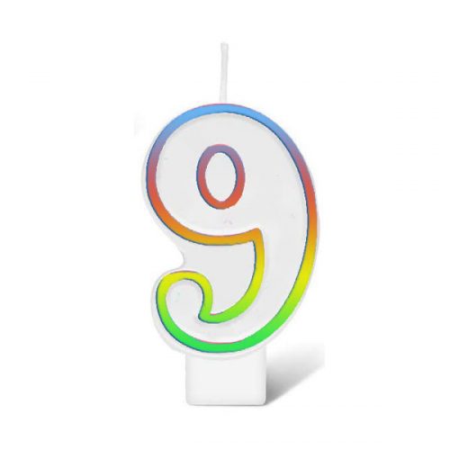 BIRTHDAY NUMBER CANDLE - RAINBOW NO.9