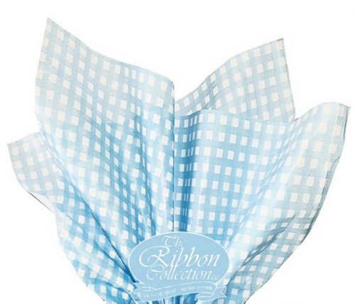 TISSUE PAPER GHAM BLUE/WHT 50CMX70CM 3