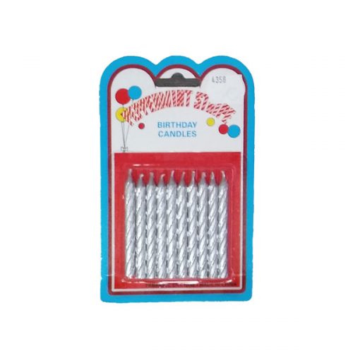 BIRTHDAY CANDLES - SILVER (10)